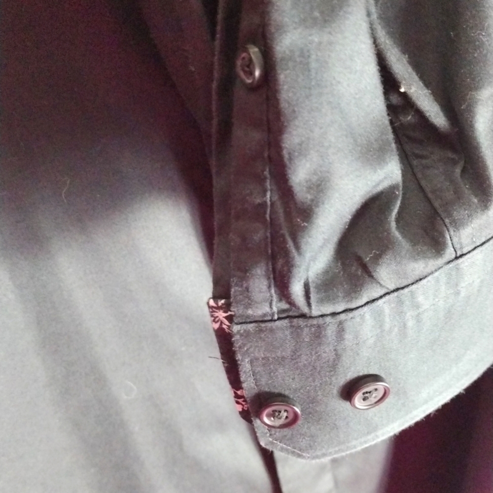 EUC Express Mens XXL Slim Fit Black Casual Button Down Shirt - Picture 3 of 5